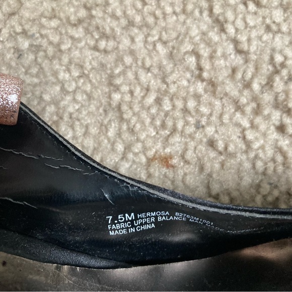 Fergie Hermosa Black Satin Beaded Spiked Slingback Peeptoe Pumps Heels - Picture 12 of 13